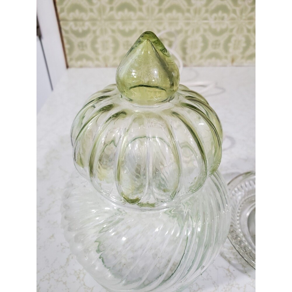 Varby Green Glass Globe Table Lamp Vintage Scandinavian Design 7" Tall - Picture 5 of 9